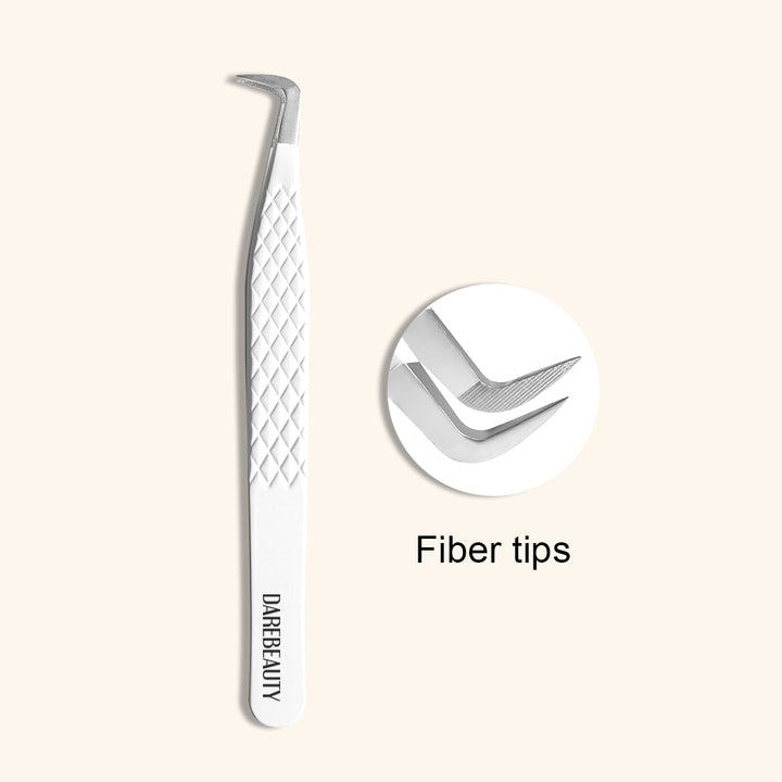 DW-02 White Fiber Tweezers For Eyelash Extension