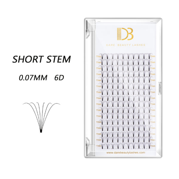 0.07MM 6D Premade Fans lashes (Short Stem)-16rows