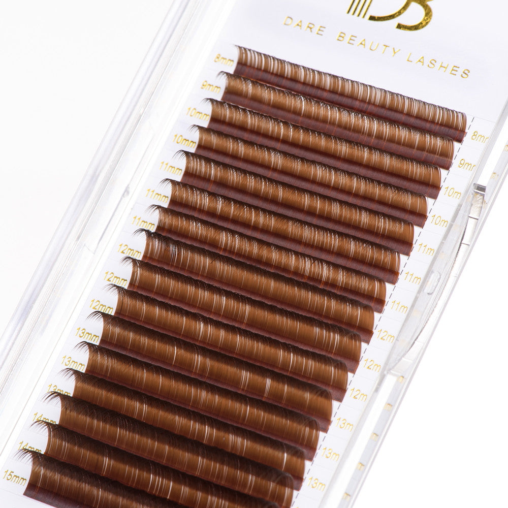 Premium Dark Brown Colored Volume Eyelash Extensions 0.07mm